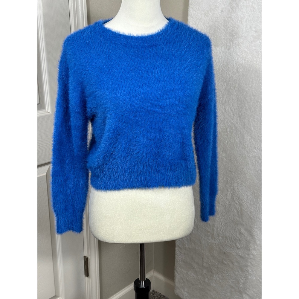 gb Girls‎ Fuzzy Knit Sweater - Soft, Cozy, Trendy Crew Neck, Blue, Size L